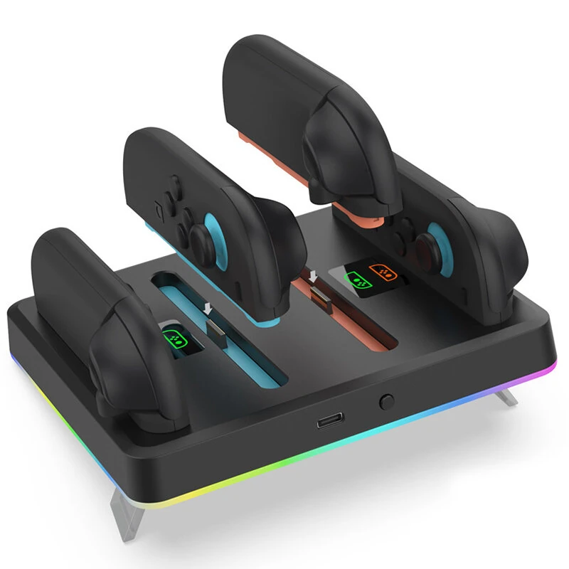 DOBE TNS-3160 Switch2 4-Controller Charging Dock RGB Lighting Wall Mountable Gaming Accessories with Buzzer Alert - Black DOBE TNS-3160 Switch2 4-Controller Charging Dock RGB Lighting Wall Mountable Gaming Accessories with Buzzer Alert - Black